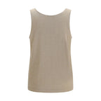 Beige Cashmere Sleeveles T-Shirt