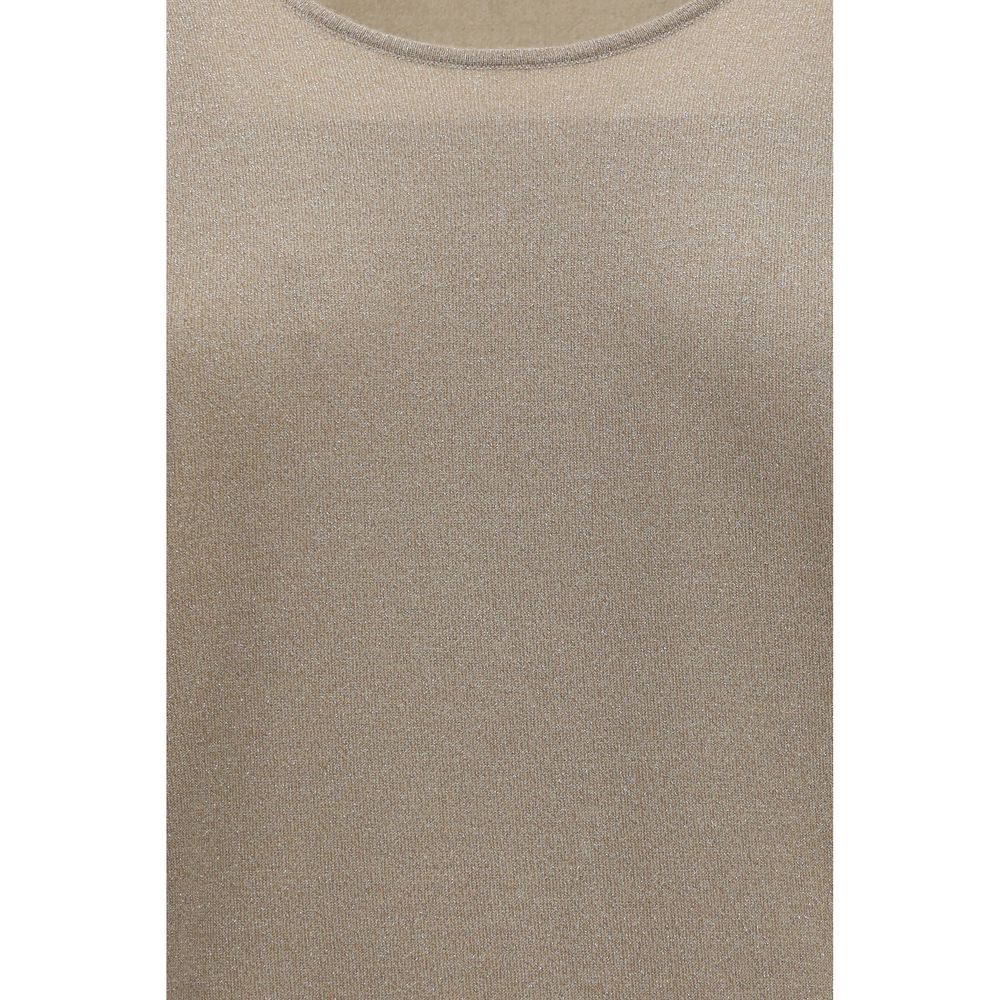 Beige Cashmere Sleeveles T-Shirt