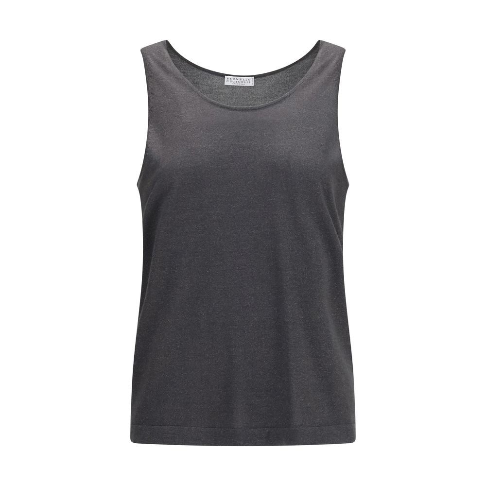 Gray Cashmere Sleeveles T-Shirt