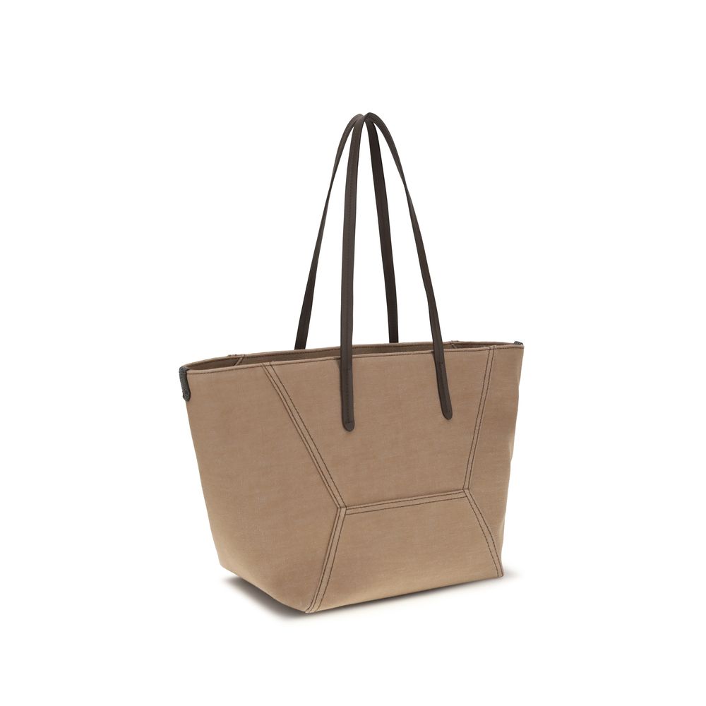 Beige Cotton Handbag
