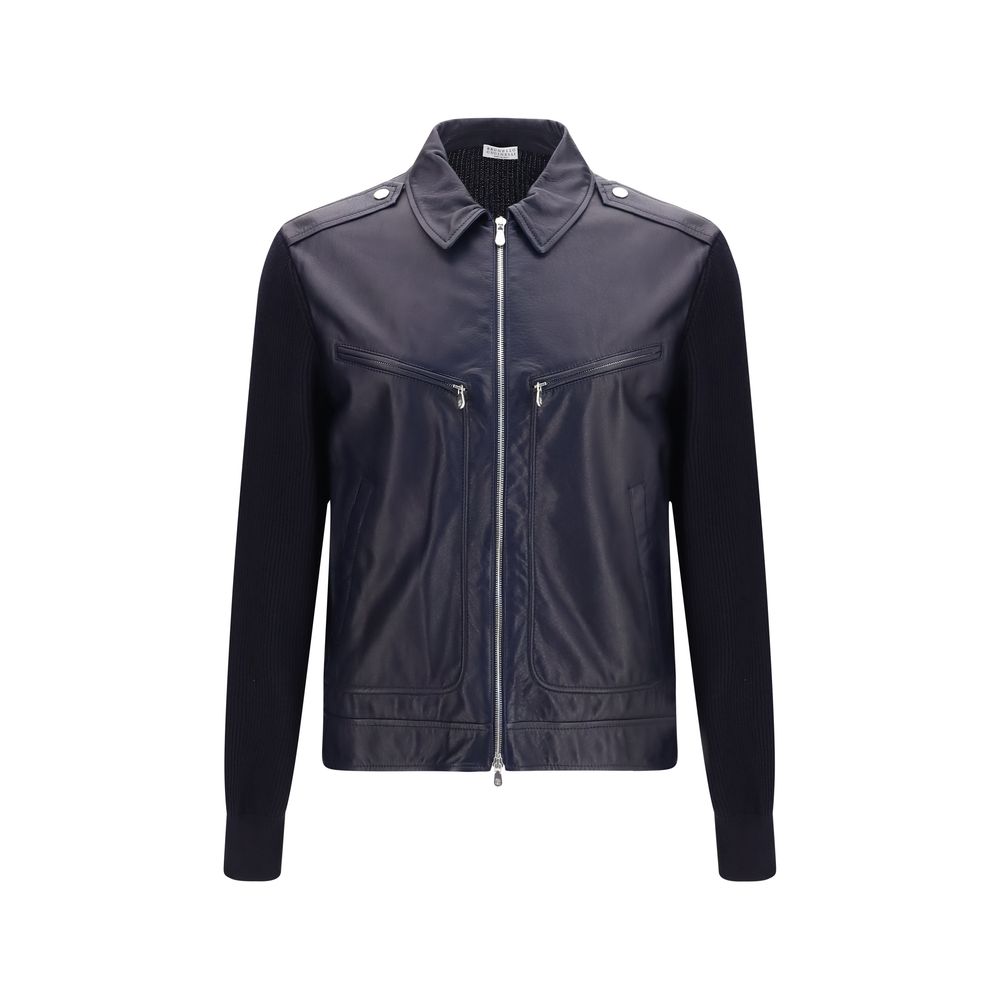 Blue Calf Leather Bos Taurus Leather Jacket