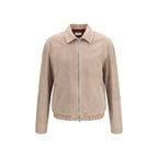 Beige Calf Leather Bos Taurus Bomber