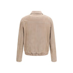 Beige Calf Leather Bos Taurus Bomber