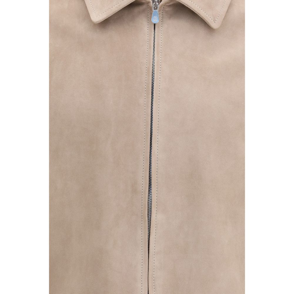 Beige Calf Leather Bos Taurus Bomber