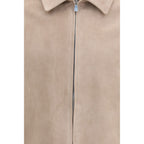 Beige Calf Leather Bos Taurus Bomber
