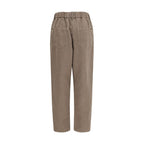 Beige Cotton Casual Pants