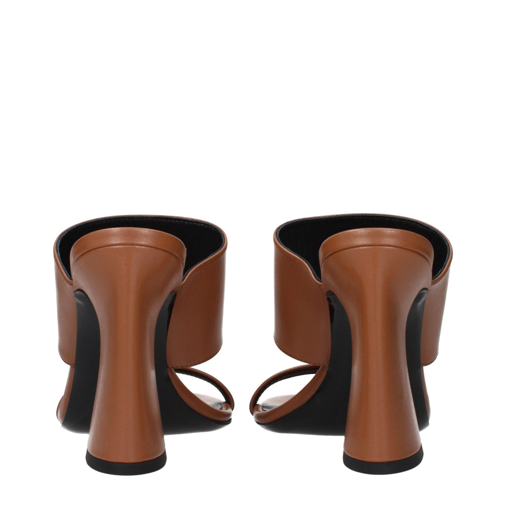 Brown Leather Stiletto Heel Sandals