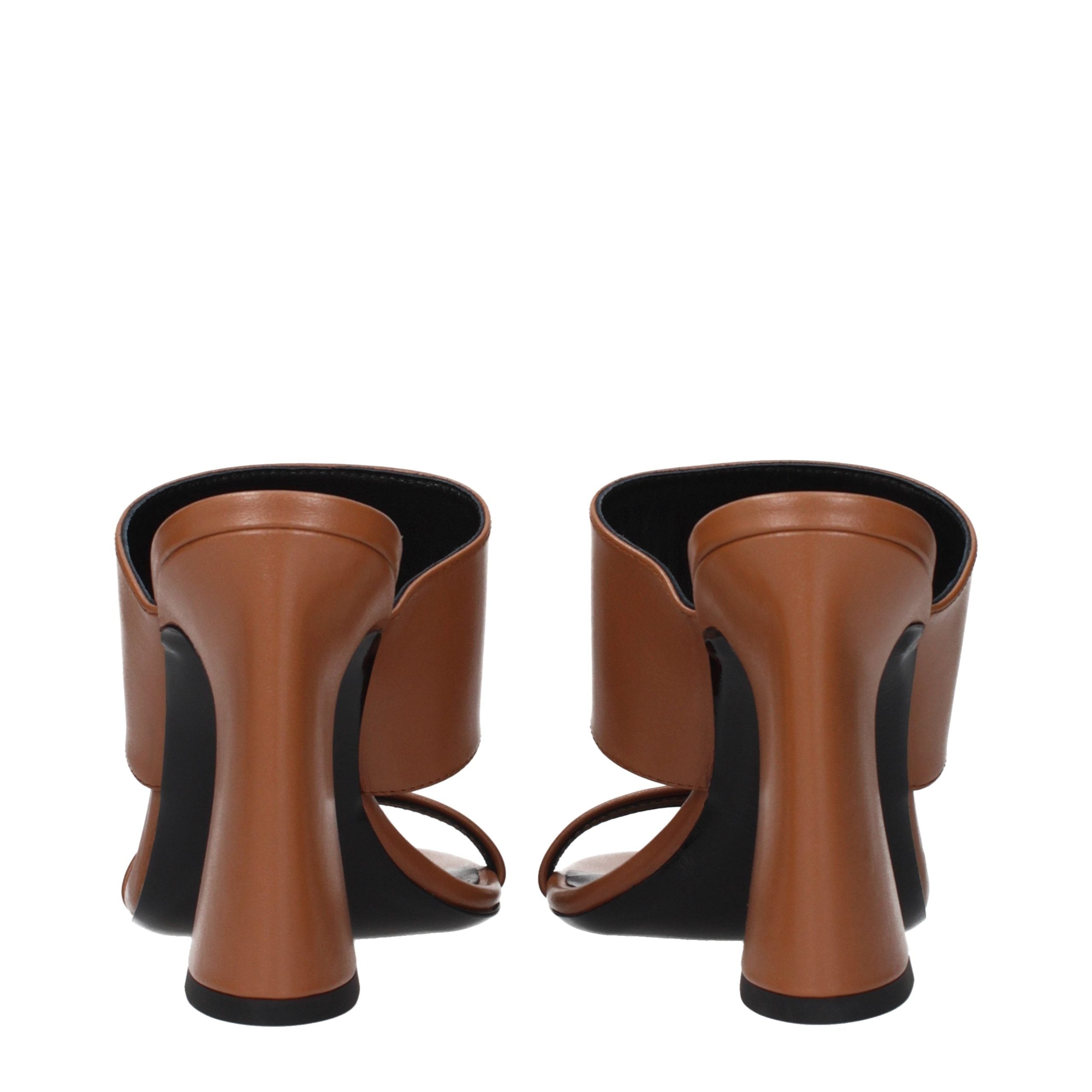 Brown Leather Stiletto Heel Sandals