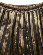 Gold Black Stripe Satin Tapered Leg Men Pants
