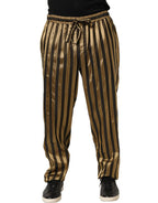 Gold Black Stripes Satin Tapered Leg Pants