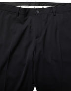 Black Wool Tapered Leg Dress Trouser Pants