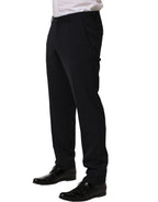 Black Wool Tapered Leg Dress Trouser Pants