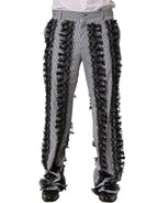 BlackGray Pinstripe Embellished Trouser Pants
