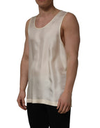 Off White Silk Sleeveless Tank Top T-shirt