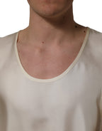 Off White Silk Sleeveless Tank Top T-shirt