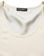 Off White Silk Sleeveless Tank Top T-shirt