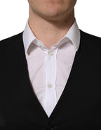 Black Wool Single Breasted Waistcoat Vest