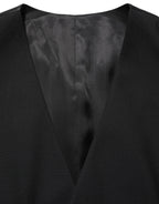 Black Wool Single Breasted Waistcoat Vest