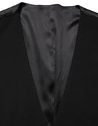 Black Wool Single Breasted Waistcoat Vest