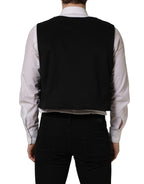 Black Cotton SingleBreasted Waistcoat Vest