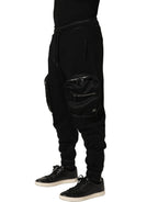Black Mid Waist Cargo Jogger Sweatpants Pants