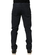 Black Cotton Mid Waist Skinny Men Denim Jeans