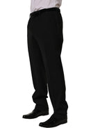 Black Wool Tapered Leg Dress Trouser Pants