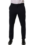 Black Cotton Tapered Leg Dress Trouser Pants