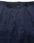 Blue Linen Straight Men Dress Trouser Pants