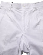 White Cotton Tapered Leg Dress Trouser Pants