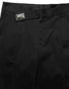 Black Cotton Straight Leg DressTrouser Pants