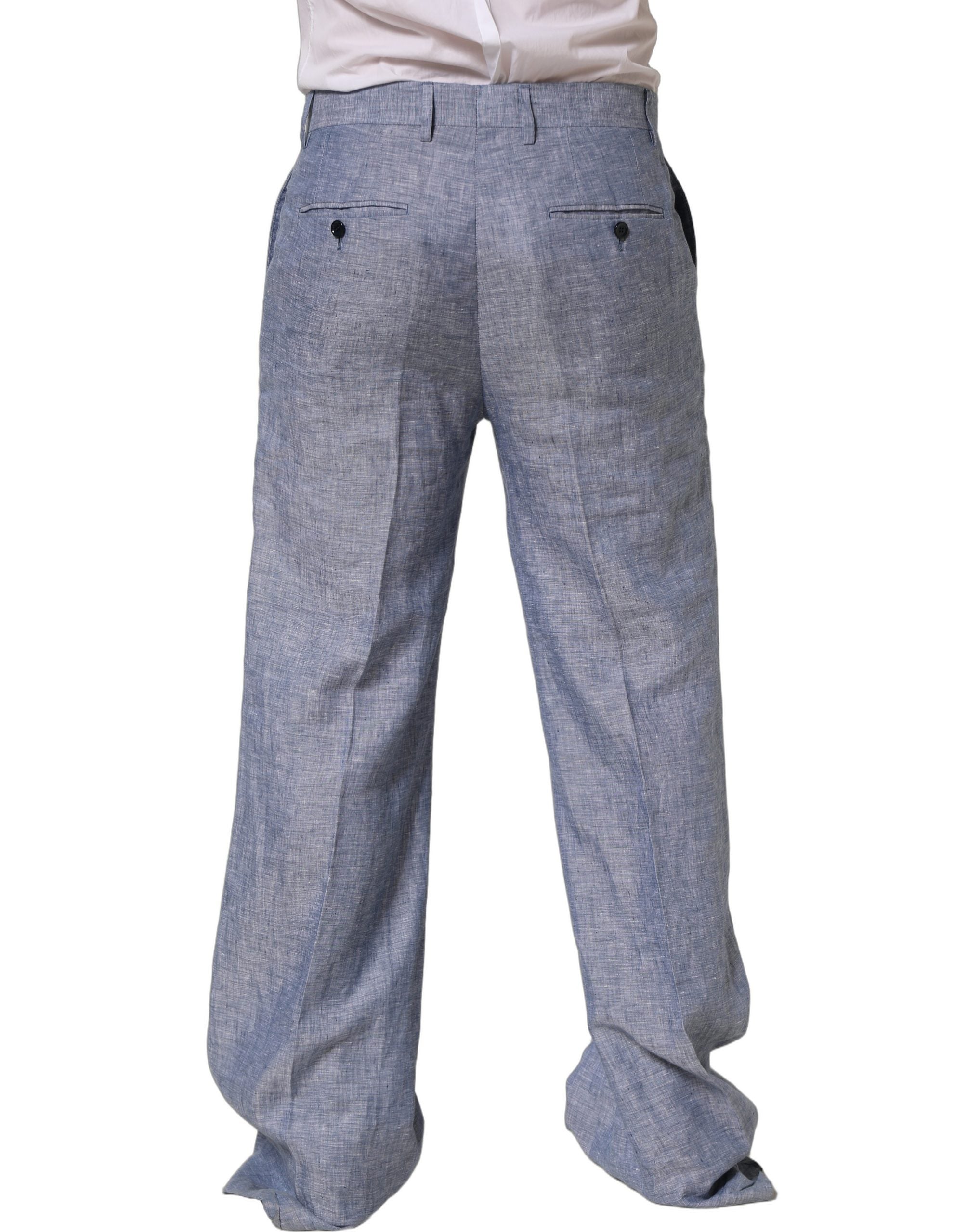 Light Blue Linen Straight Dress Trouser Pants