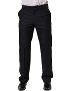 Black Wool Tapered Leg Dress Trouser Pants