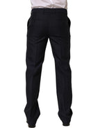 Black Wool Tapered Leg Dress Trouser Pants