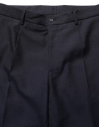 Black Wool Tapered Leg Dress Trouser Pants