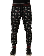 Pants Black Ring Print Silk Jogging Trousers