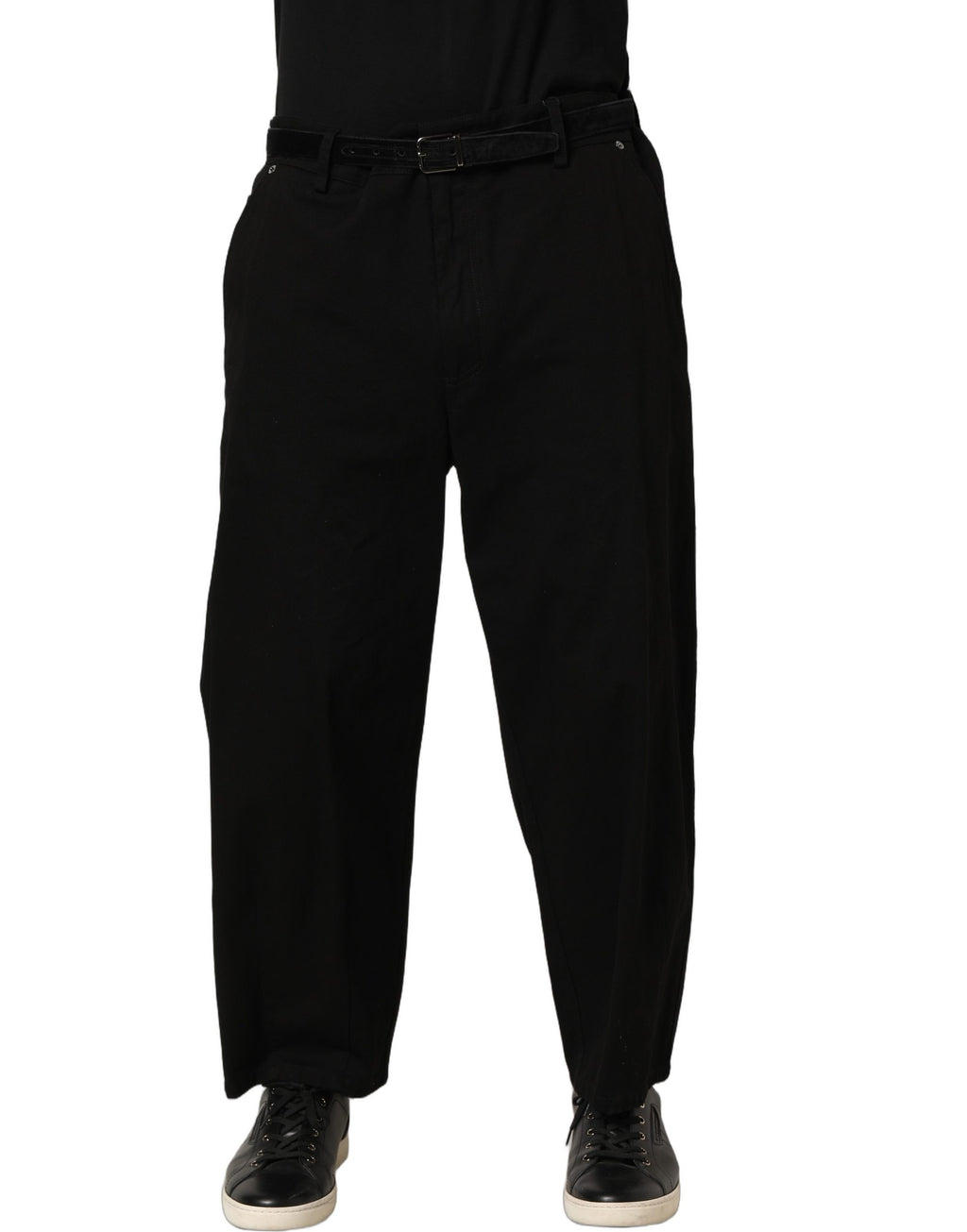 Black Mid Waist Straight Men Trouser Pants