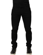 Black Cotton Stretch Skinny Men Denim Jeans