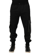 Black Mid Waist Cargo Jogger Sweatpants Pants