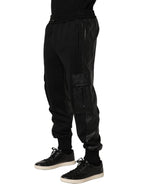 Black Mid Waist Cargo Jogger Sweatpants Pants