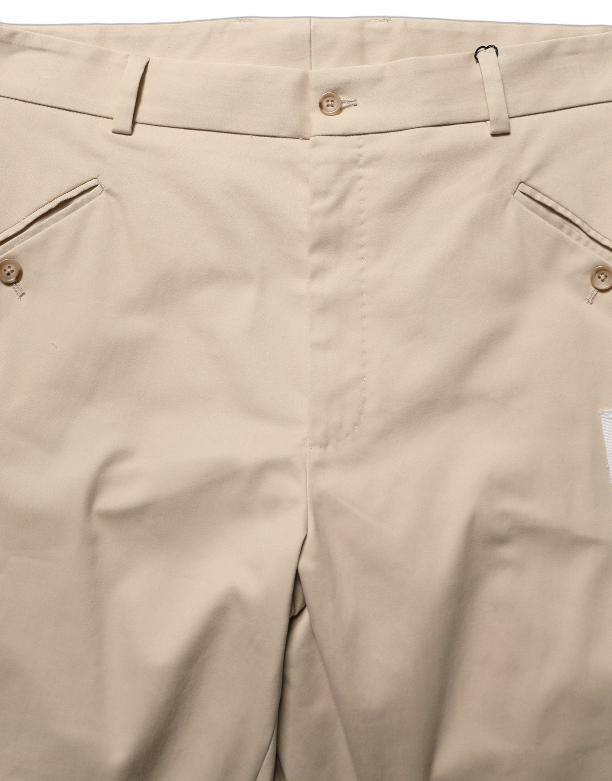 Beige Re-Editon Mid Waist Tapered Men Pants