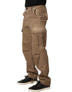 Brown Mid Waist Cargo Straight Trouser Pants