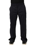 Black Nylon Straight Jogger Sweatpants Pants