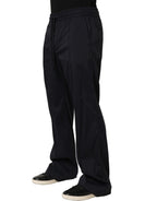 Black Nylon Straight Jogger Sweatpants Pants