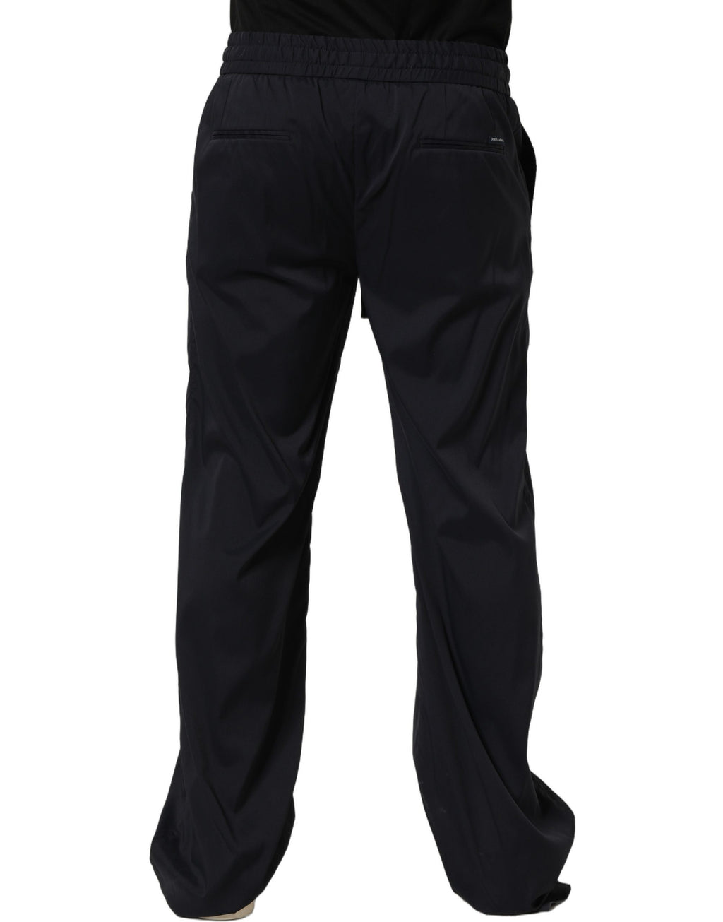 Black Nylon Straight Jogger Sweatpants Pants