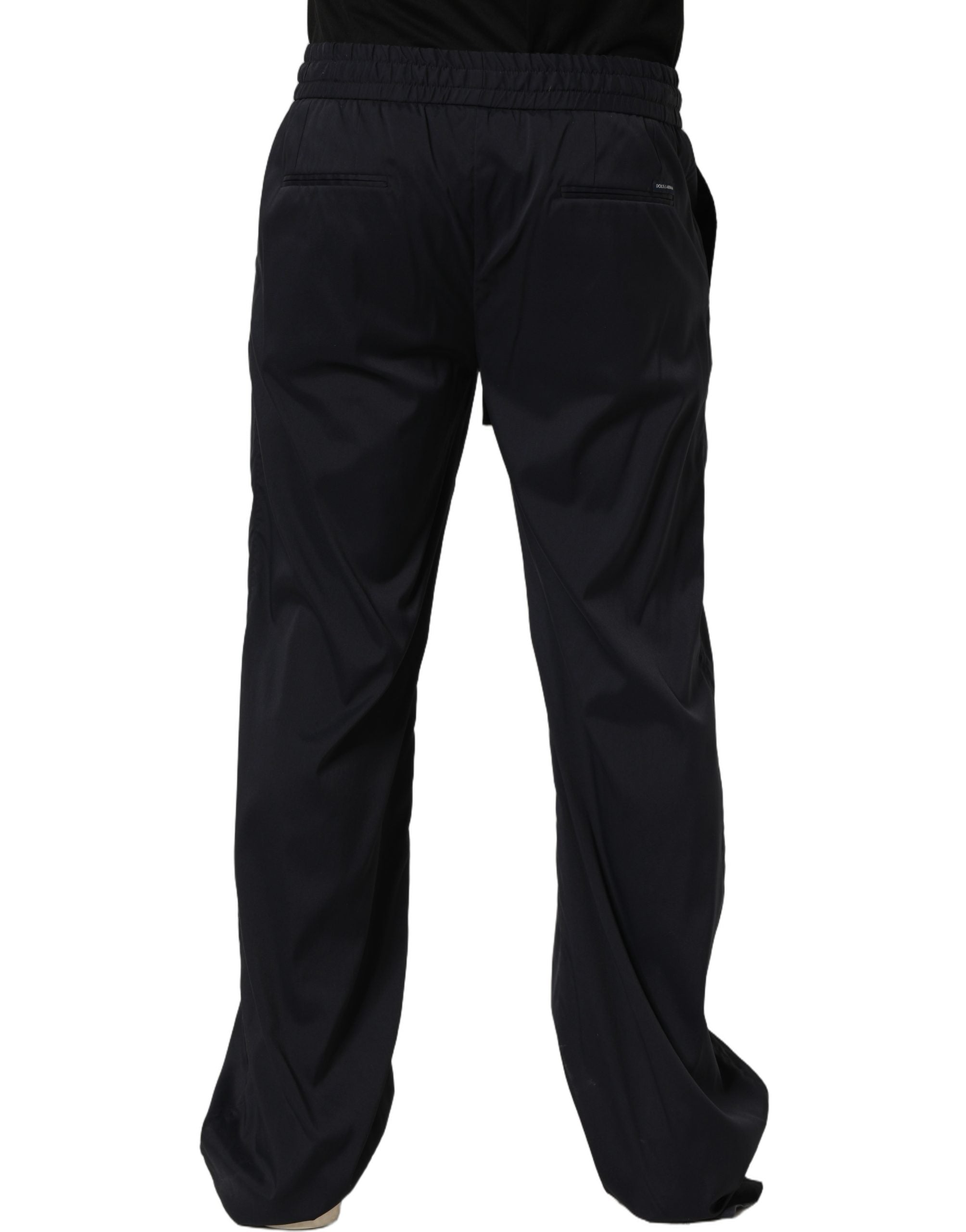 Black Nylon Straight Jogger Sweatpants Pants