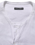 White Linen Logo Long Sleeves Casual Shirt