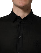 Black MARTINI Long Sleeves Linen Dess Shirt