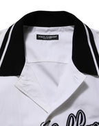 White LogoPatch Cotton Baseball Casual Shirt