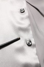 Metallic Grey Satin Silk Formal Dress Shirt